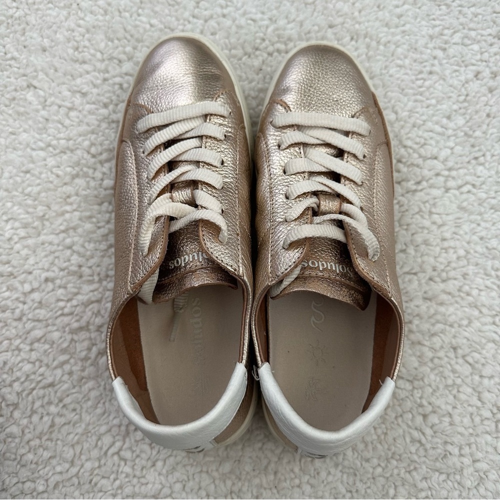 Soludos Ibiza Classic Rose Gold Leather Sneaker Women’s Size 7 - Picture 3 of 10